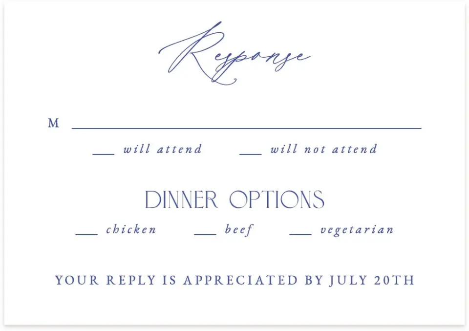 This is a 5" x 3½" Wedding Invitation RSVP Postcard called Modern Chinoiserie printed in full color on Premium Smooth paper