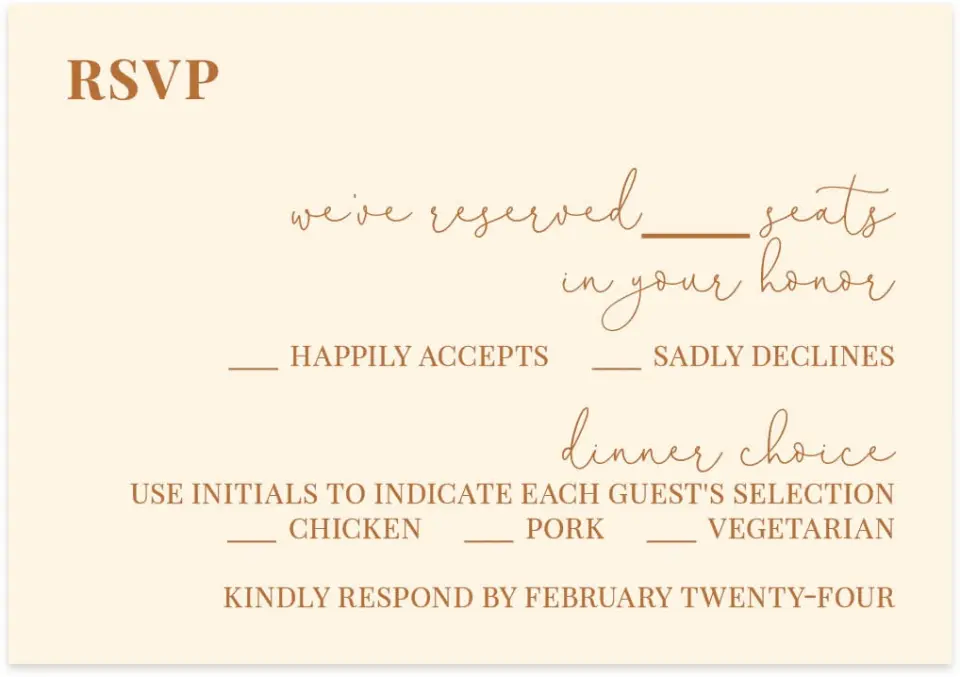 This is a 5" x 3½" Wedding Invitation RSVP Postcard called Sultry Sunshine printed in full color on Premium Smooth paper