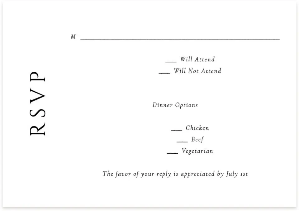 This is a 5" x 3½" Wedding Invitation RSVP Postcard called Classic Romance printed in full color on Premium Smooth paper