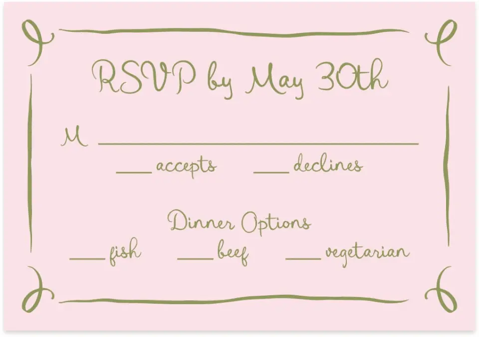 This is a 5" x 3½" Wedding Invitation RSVP Postcard called Wedding Whimsy printed in full color on Premium Smooth paper