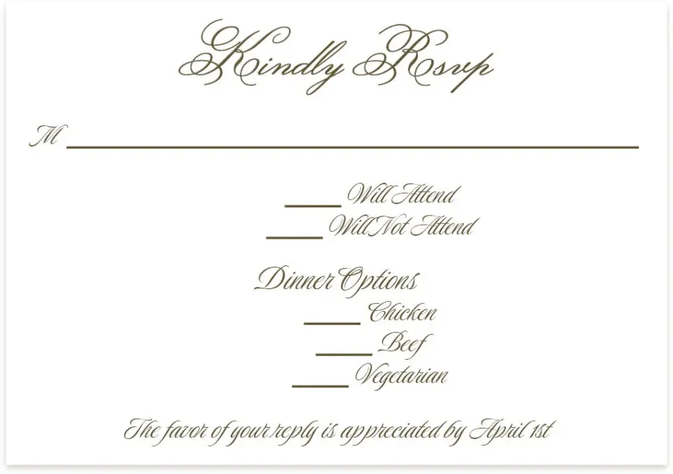 This is a 5" x 3½" Wedding Invitation RSVP Postcard called Ever After printed in full color on Premium Smooth paper
