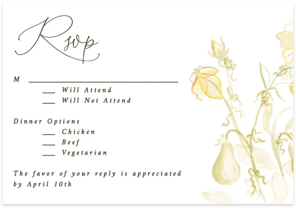 This is a 5" x 3½" Wedding Invitation RSVP Postcard called Royal Glory printed in full color on Premium Smooth paper