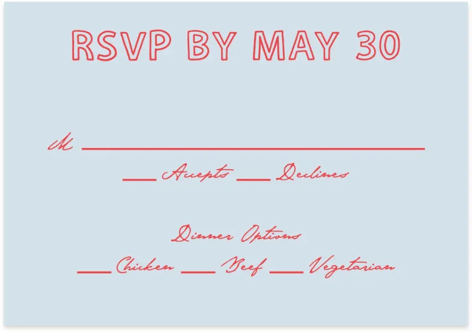 This is a 5" x 3½" Wedding Invitation RSVP Postcard called Bold & Bright printed in full color with Rose Gold foil on Luxe Satin (coated) paper