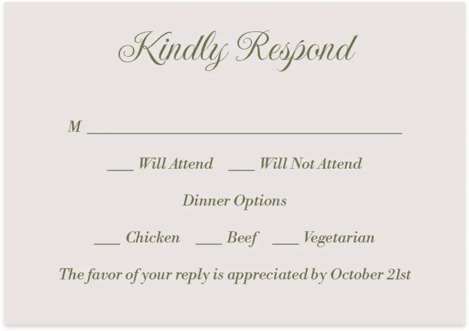 This is a 5" x 3½" Wedding Invitation RSVP Postcard called Meadow of Merriment printed in full color on Premium Smooth paper