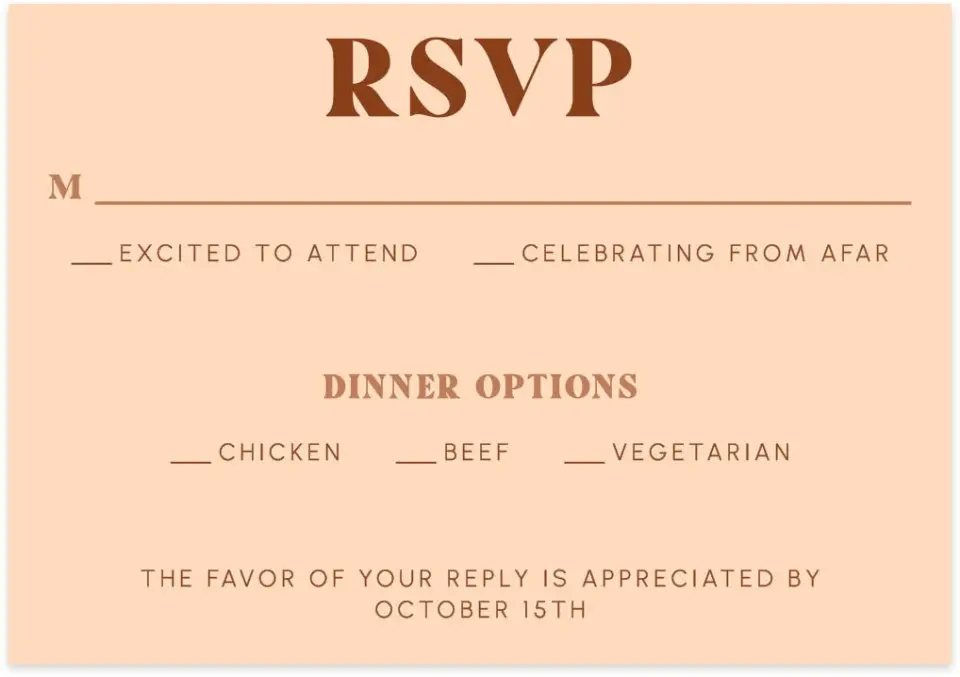This is a 5" x 3½" Wedding Invitation RSVP Postcard called Agrestal printed in full color on Premium Smooth paper