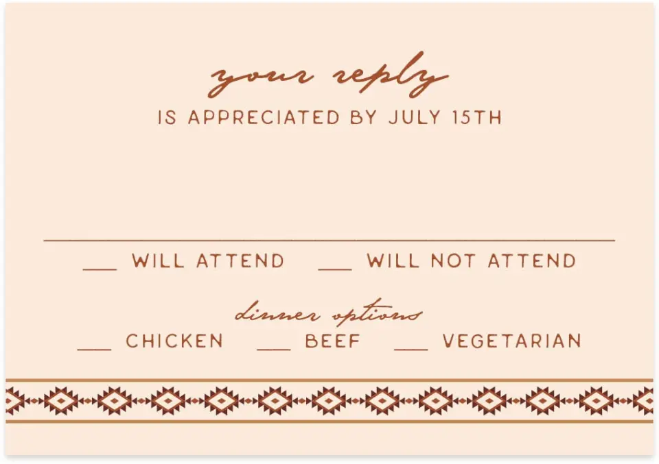 This is a 5" x 3½" Wedding Invitation RSVP Postcard called Wild at Heart printed in full color on Premium Smooth paper