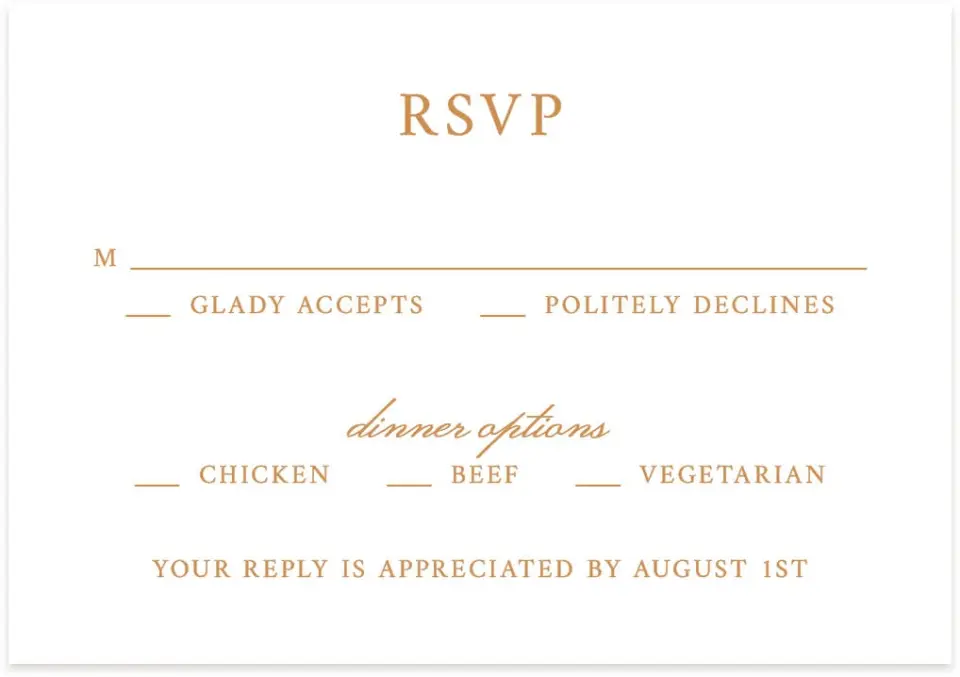 This is a 5" x 3½" Gala Invitation RSVP Postcard called Modern Balance printed in full color on Premium Smooth paper