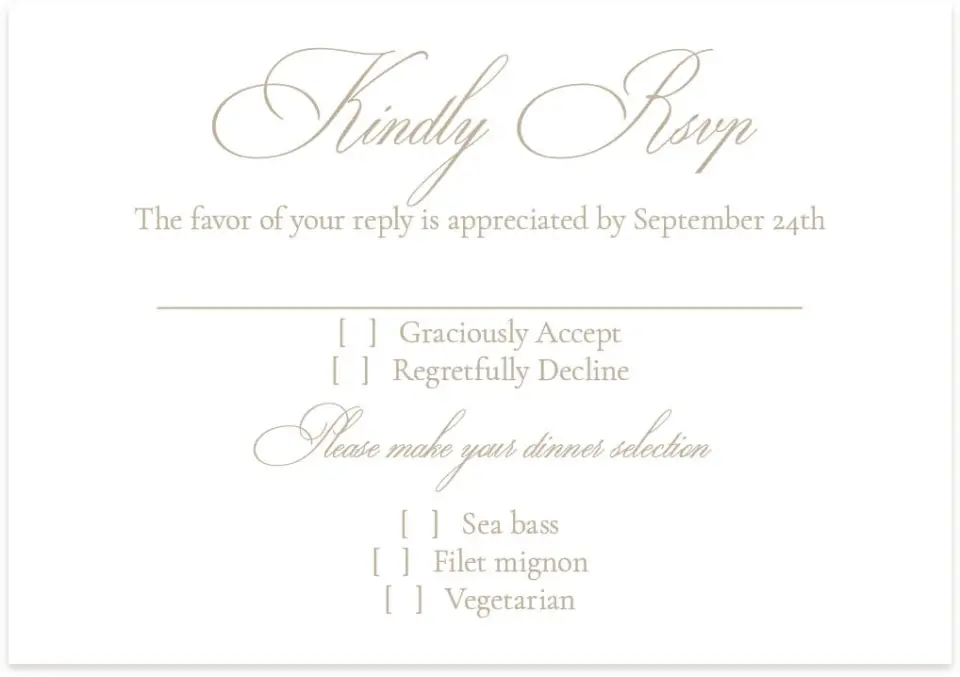 This is a 5" x 3½" Wedding Invitation RSVP Postcard called Kensington printed in full color on Premium Smooth paper