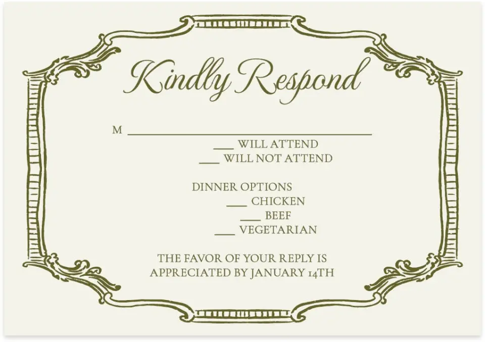 This is a 5" x 3½" Wedding Invitation RSVP Postcard called Nantucket printed in full color with Gold foil on Luxe Satin (coated) paper