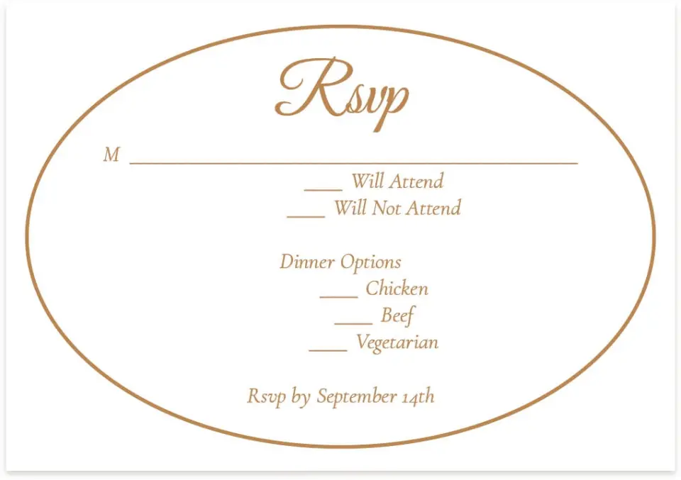 This is a 5" x 3½" Wedding Invitation RSVP Postcard called Elegant Autumn printed in full color on Premium Smooth paper