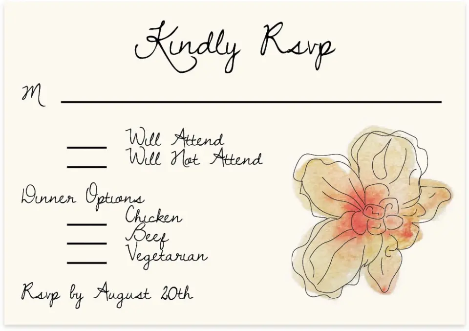 This is a 5" x 3½" Wedding Invitation RSVP Postcard called Forever Bud printed in full color on Premium Smooth paper