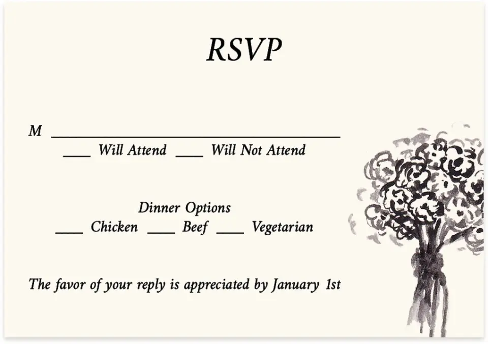 This is a 5" x 3½" Wedding Invitation RSVP Postcard called Mi Amor printed in full color on Premium Smooth paper
