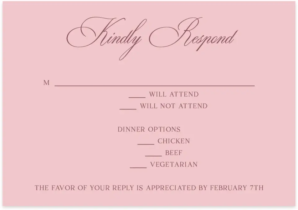 This is a 5" x 3½" Wedding Invitation RSVP Postcard called Roswell printed in full color on Premium Smooth paper