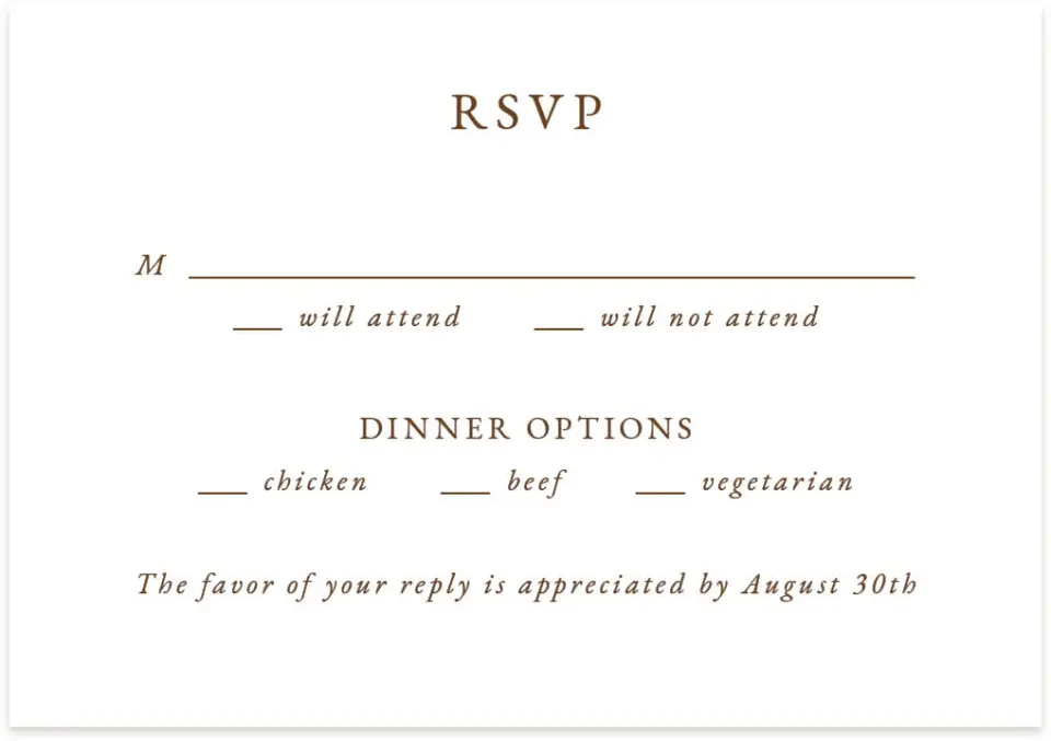 This is a 5" x 3½" Wedding Invitation RSVP Postcard called Cedarhill Crossing printed in full color on Premium Smooth paper