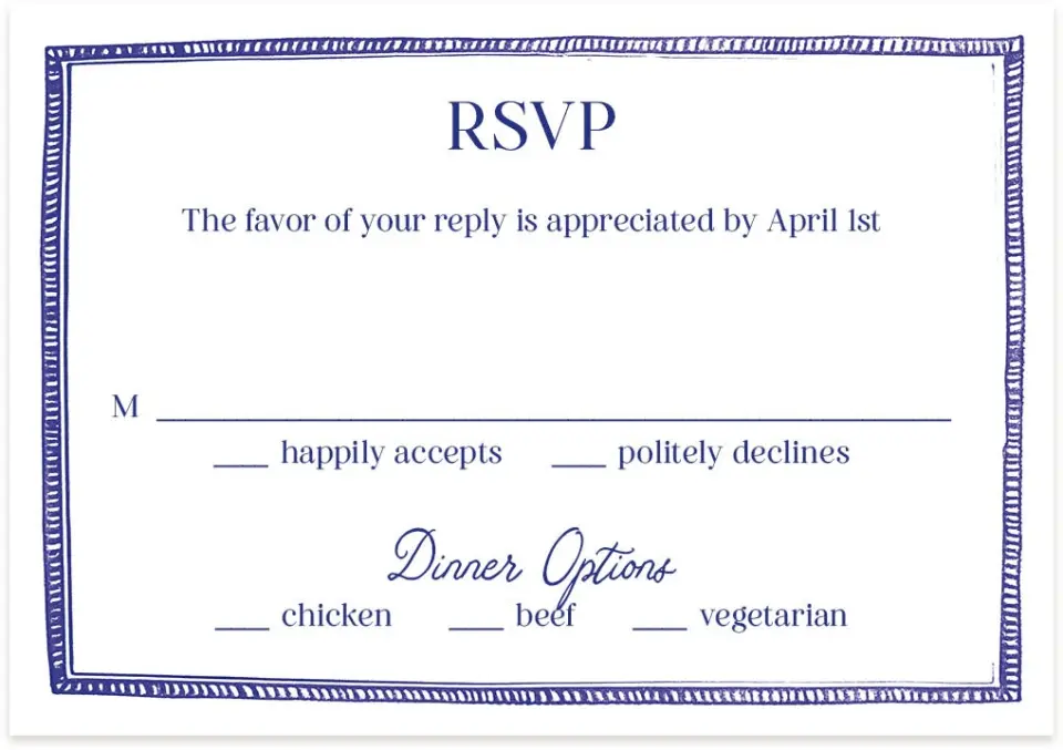 This is a 5" x 3½" Wedding Invitation RSVP Postcard called Storybook Garden printed in full color on Premium Smooth paper