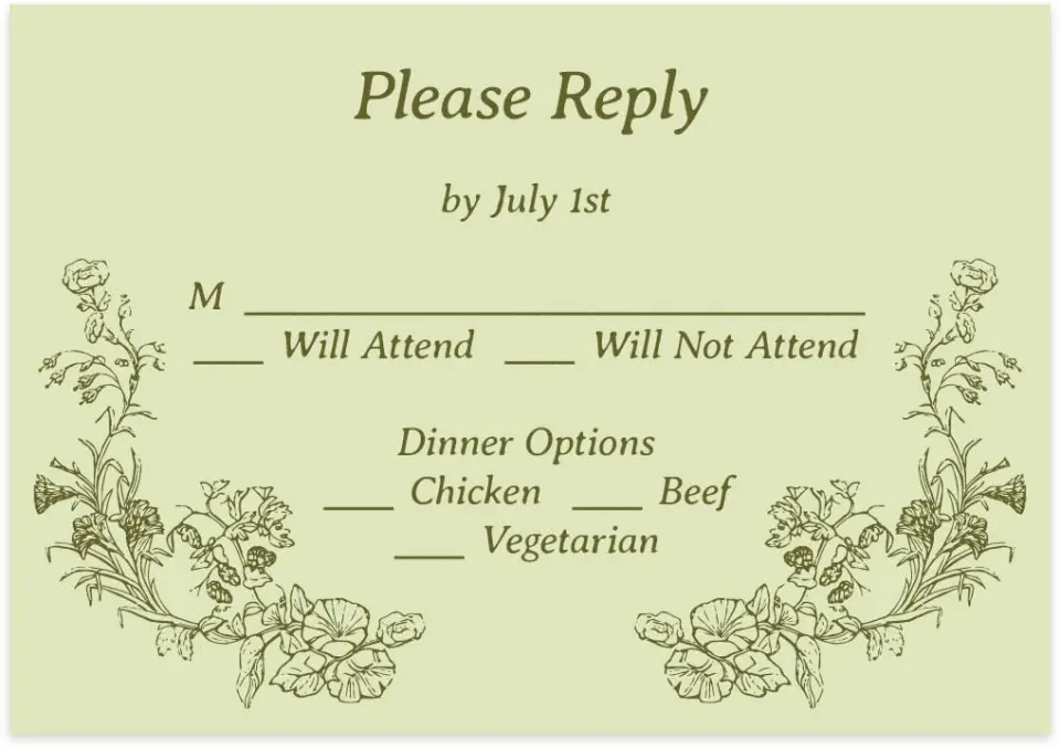 This is a 5" x 3½" Wedding Invitation RSVP Postcard called Vintage Chinoiserie printed in full color with Gold foil on Premium Smooth paper