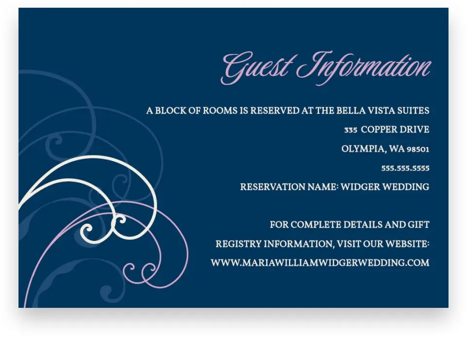 This is a 5" x 3½" Wedding Invitation Enclosure Card called Waking Beauty printed in full color on Premium Smooth paper