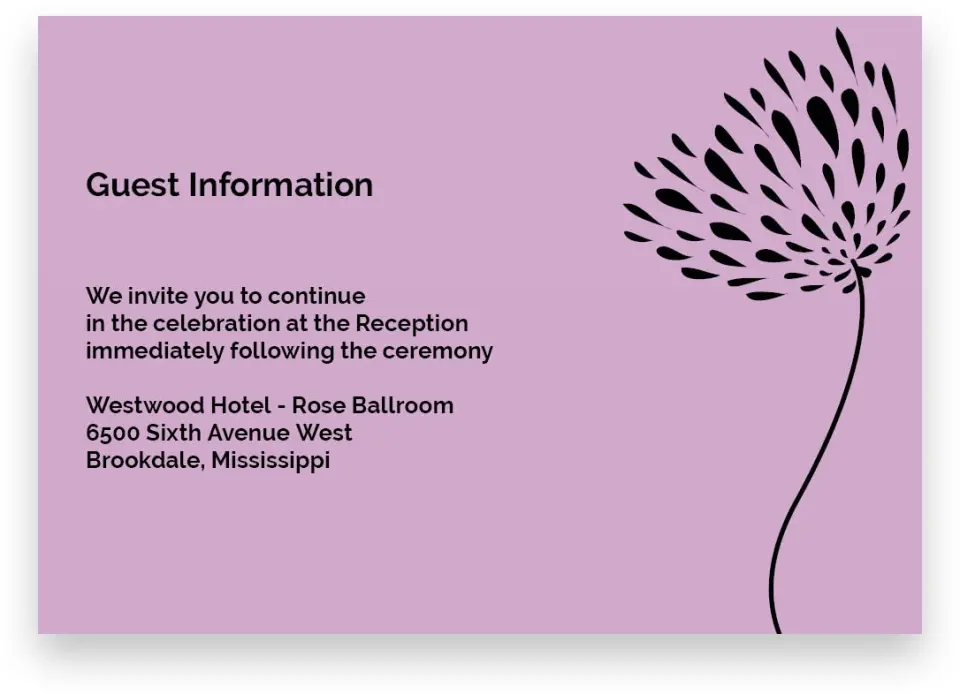This is a 5" x 3½" Wedding Invitation Enclosure Card called Beautiful and Bold printed in full color on Premium Smooth paper