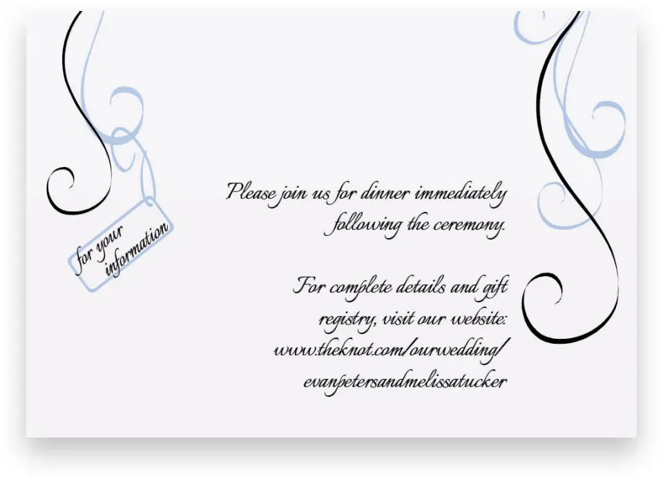 This is a 5" x 3½" Wedding Invitation Enclosure Card called Floral Flourish printed in full color on Premium Smooth paper