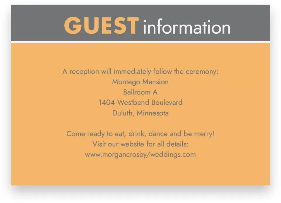 This is a 5" x 3½" Wedding Invitation Enclosure Card called Field of Love printed in full color on Premium Smooth paper