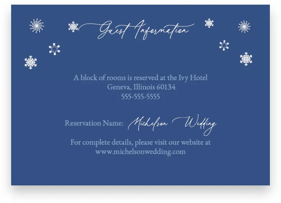 This is a 5" x 3½" Wedding Invitation Enclosure Card called Christmas Bell printed in full color on Premium Smooth paper