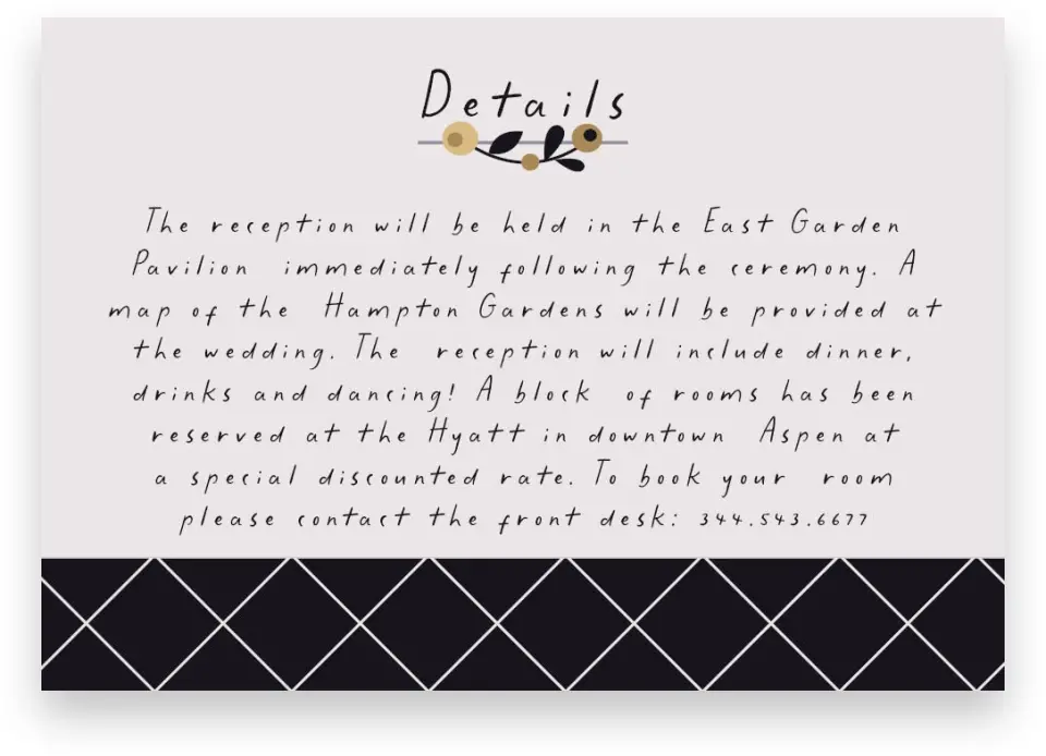 This is a 5" x 3½" Wedding Invitation Enclosure Card called An Autumn Affair printed in full color on Premium Smooth paper