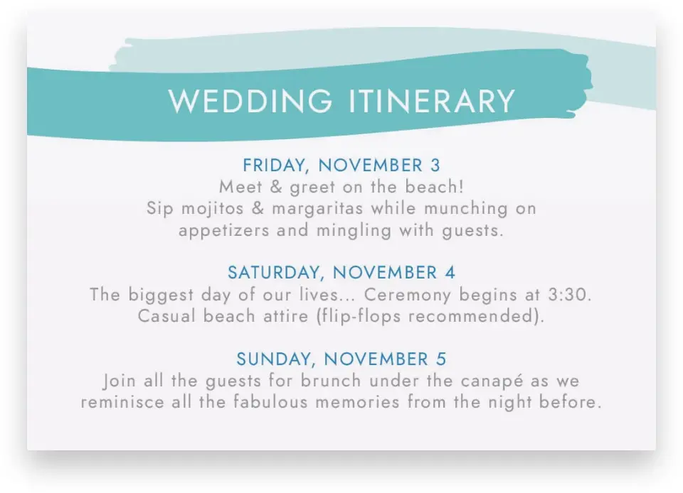 This is a 5" x 3½" Wedding Invitation Enclosure Card called Making Waves printed in full color on Premium Smooth paper