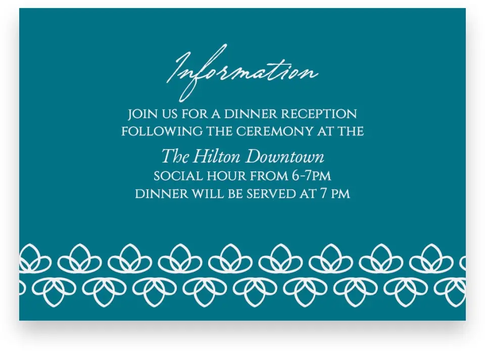 This is a 5" x 3½" Wedding Invitation Enclosure Card called Simple Luxury printed in full color with Silver foil on Luxe Satin (coated) paper