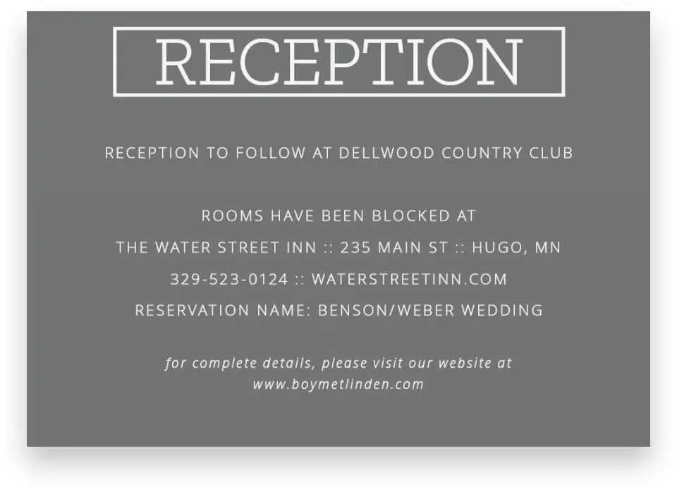 This is a 5" x 3½" Wedding Invitation Enclosure Card called Sweetly Charmed printed in full color on Premium Smooth paper