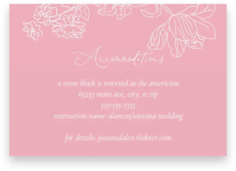 This is a 5" x 3½" Wedding Invitation Enclosure Card called Blissfully Sweet printed in full color with Silver foil on Luxe Satin (coated) paper