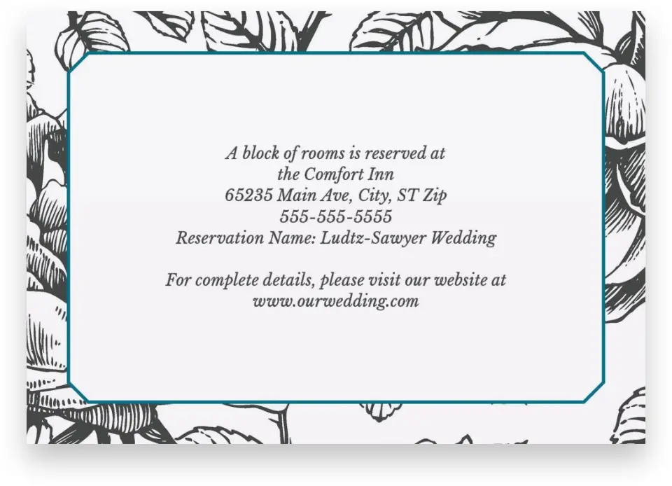 This is a 5" x 3½" Wedding Invitation Enclosure Card called Vintage Botanicals printed in full color on Premium Smooth paper