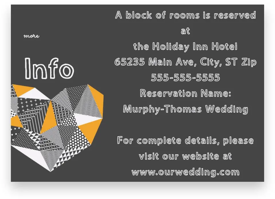 This is a 5" x 3½" Wedding Invitation Enclosure Card called So Sharp! printed in full color on Premium Smooth paper