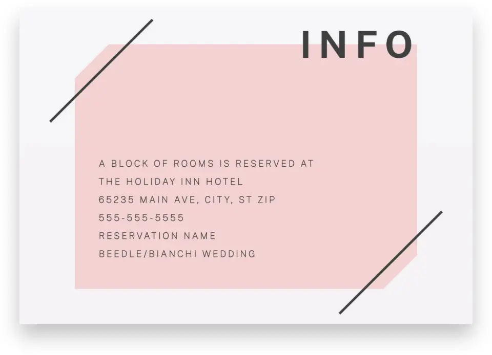 This is a 5" x 3½" Wedding Invitation Enclosure Card called Minimal Mod printed in full color on Premium Smooth paper