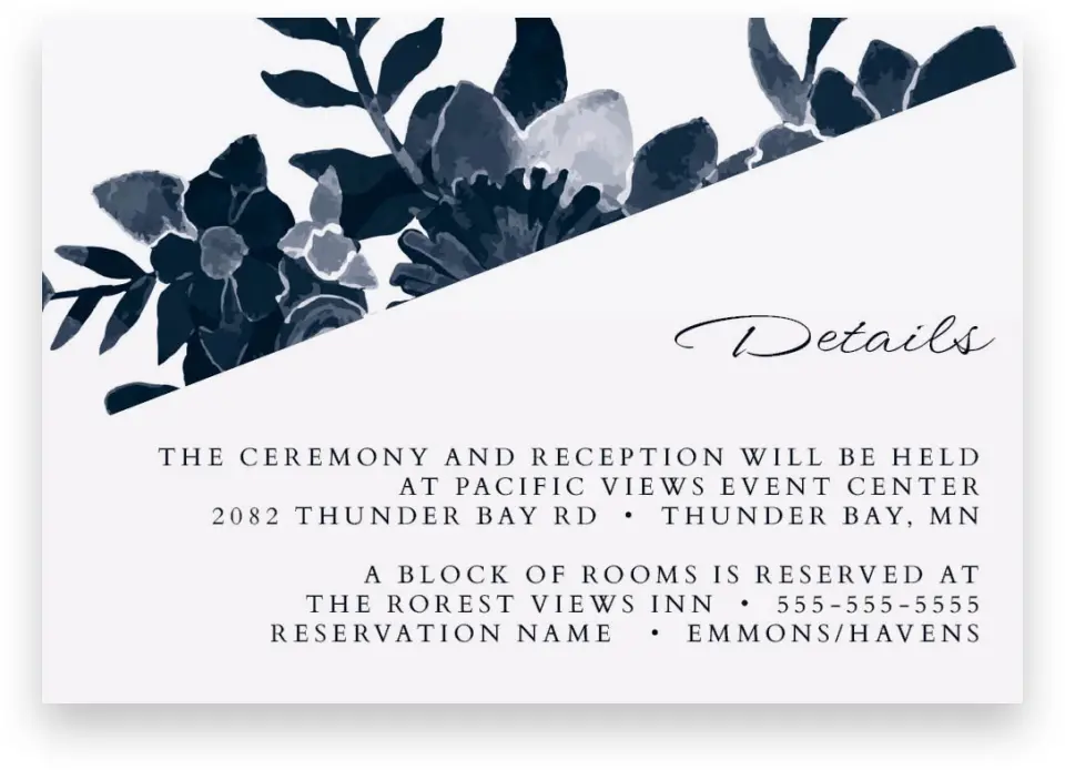 This is a 5" x 3½" Wedding Invitation Enclosure Card called Geo Floral printed in full color on Premium Smooth paper