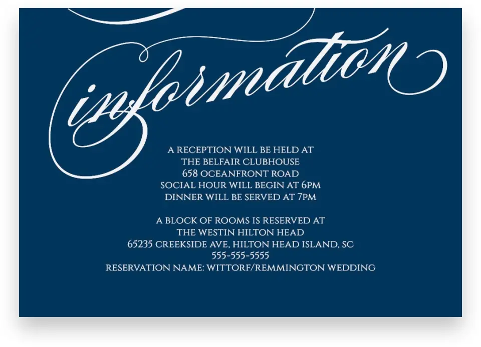 This is a 5" x 3½" Wedding Invitation Enclosure Card called Glam District printed in full color with Gold foil on Premium Smooth paper
