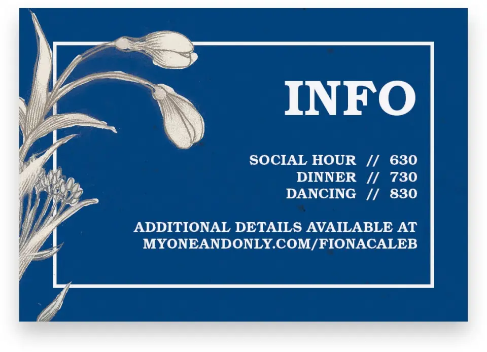 This is a 5" x 3½" Wedding Invitation Enclosure Card called Romantic Meadow printed in full color on Premium Smooth paper