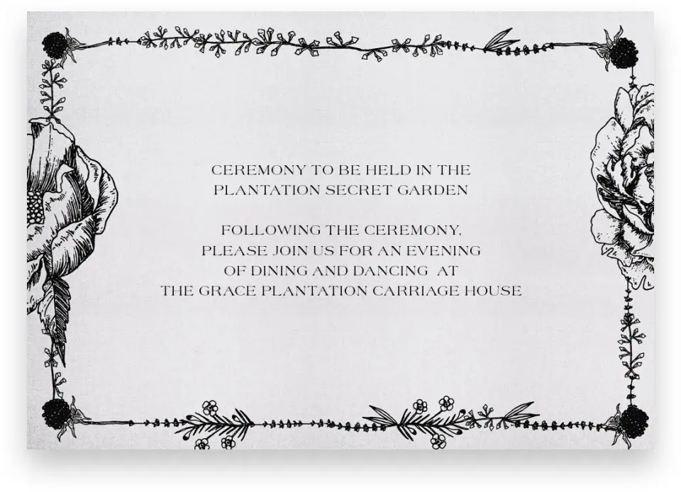 This is a 5" x 3½" Wedding Invitation Enclosure Card called Love in Bloom printed in full color on Premium Smooth paper