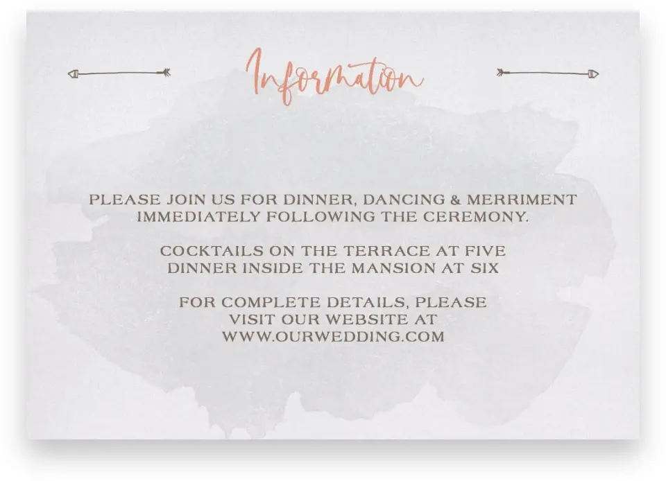 This is a 5" x 3½" Wedding Invitation Enclosure Card called Delightful Wreath printed in full color on Premium Smooth paper