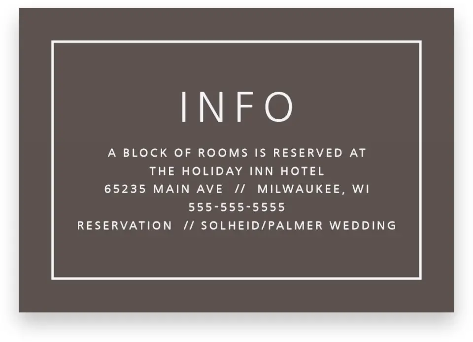 This is a 5" x 3½" Wedding Invitation Enclosure Card called Boldly in Love printed in full color with Silver foil on Luxe Satin (coated) paper