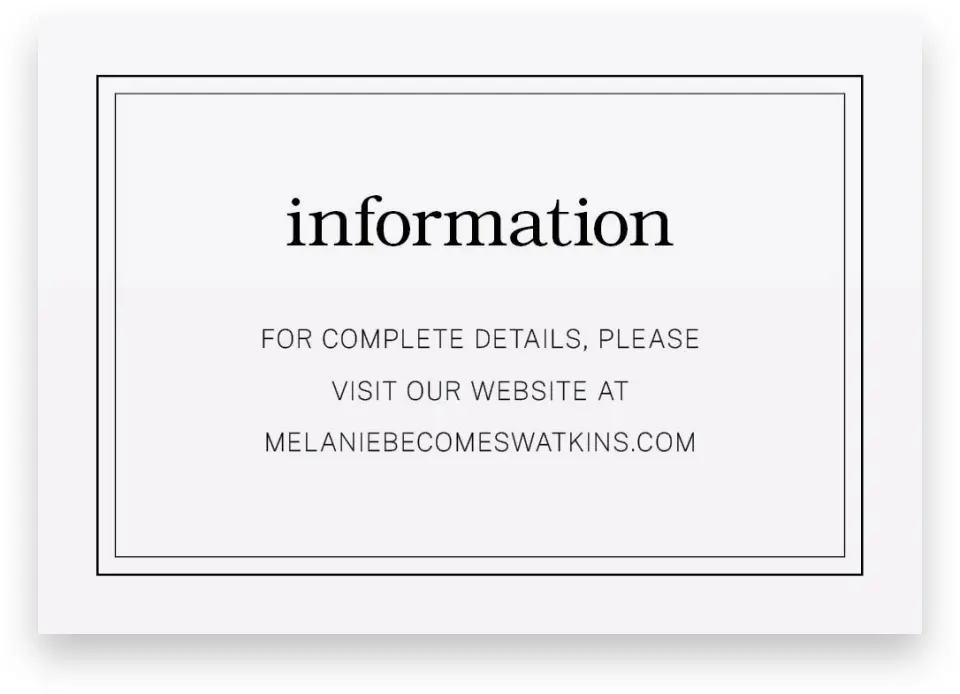 This is a 5" x 3½" Wedding Invitation Enclosure Card called Simply Pristine printed in full color on Premium Smooth paper