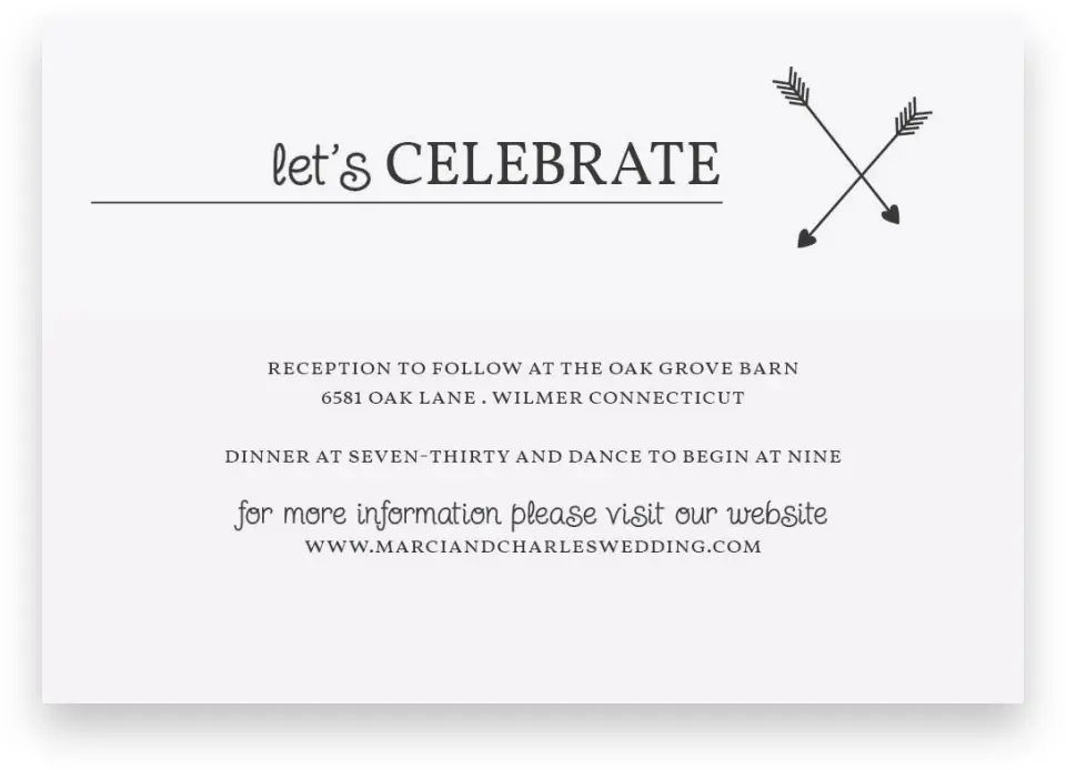 This is a 5" x 3½" Wedding Invitation Enclosure Card called Cross My Heart printed in full color with Silver foil on Luxe Satin (coated) paper