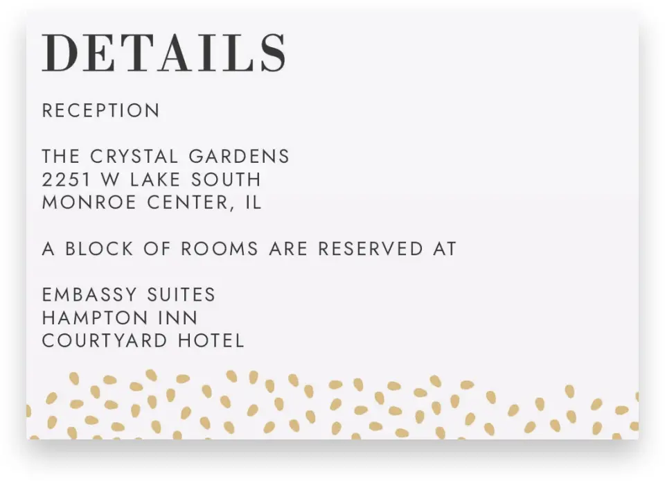 This is a 5" x 3½" Wedding Invitation Enclosure Card called Gilded Laurels printed in full color with Silver foil on Luxe Satin (coated) paper