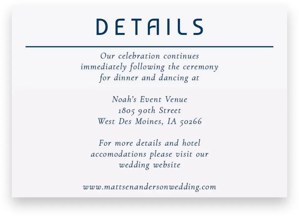 This is a 5" x 3½" Wedding Invitation Enclosure Card called Marvelous Monogram printed in full color with Silver foil on Luxe Satin (coated) paper