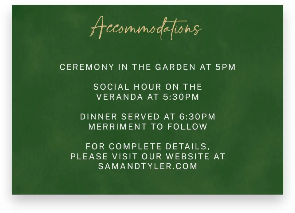 This is a 5" x 3½" Wedding Invitation Enclosure Card called Gilded Jewel printed in full color on Premium Smooth paper