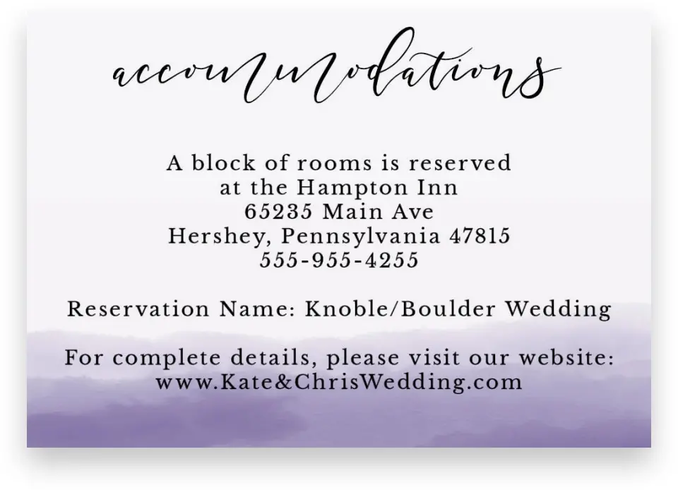 This is a 5" x 3½" Wedding Invitation Enclosure Card called Luminous Ombre printed in full color on Premium Smooth paper