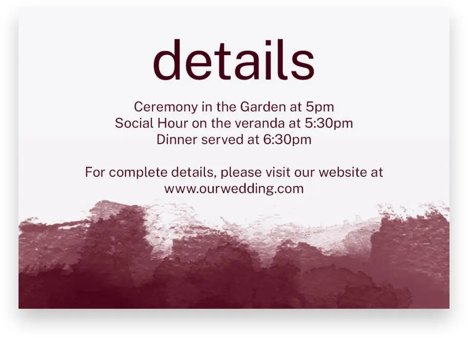 This is a 5" x 3½" Wedding Invitation Enclosure Card called Modern Wash printed in full color on Premium Smooth paper
