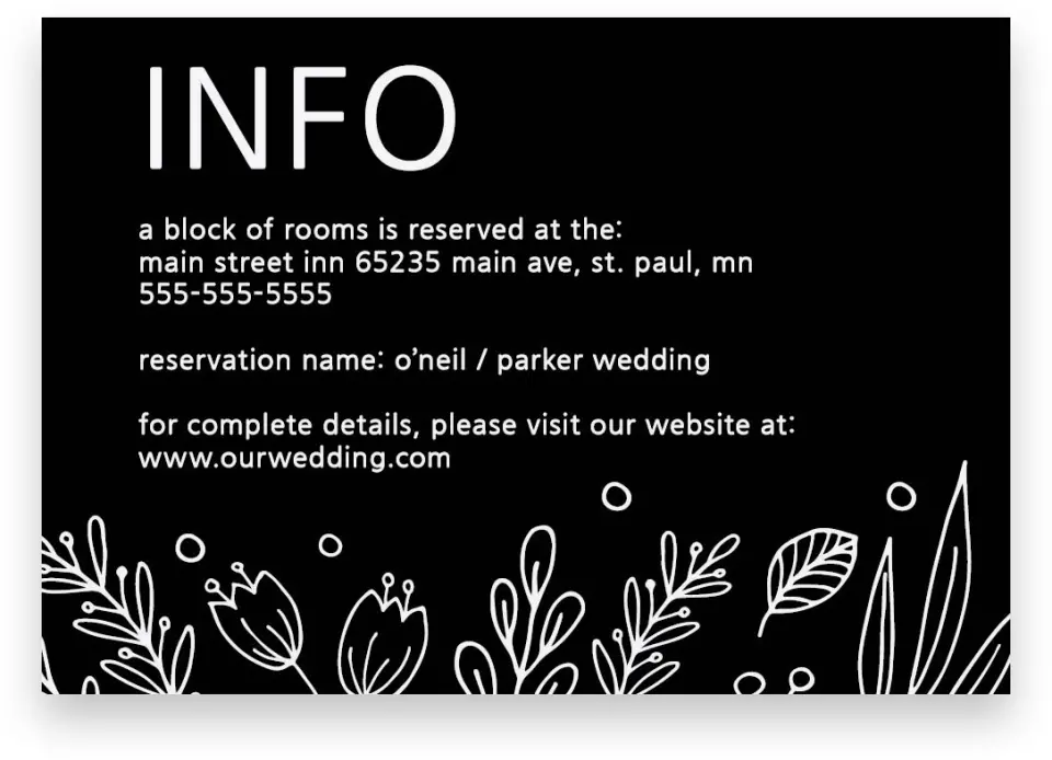 This is a 5" x 3½" Wedding Invitation Enclosure Card called Budding Bouquet printed in full color with Silver foil on Luxe Satin (coated) paper
