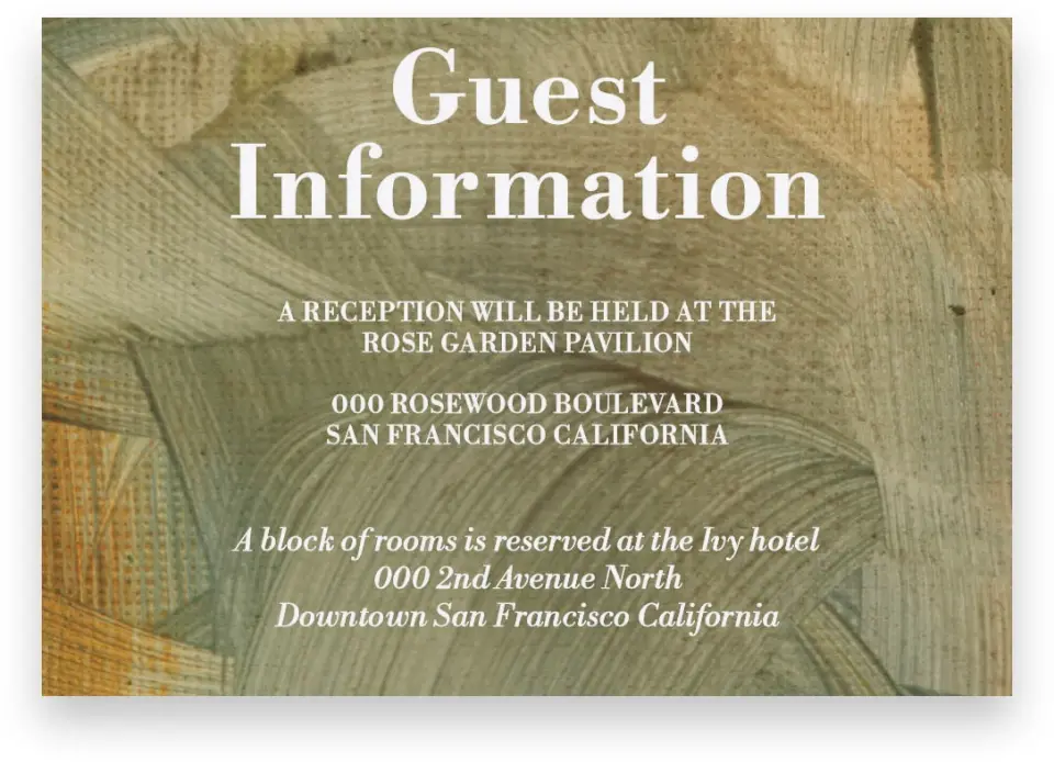 This is a 5" x 3½" Wedding Invitation Enclosure Card called Sunset Splendor printed in full color on Premium Smooth paper