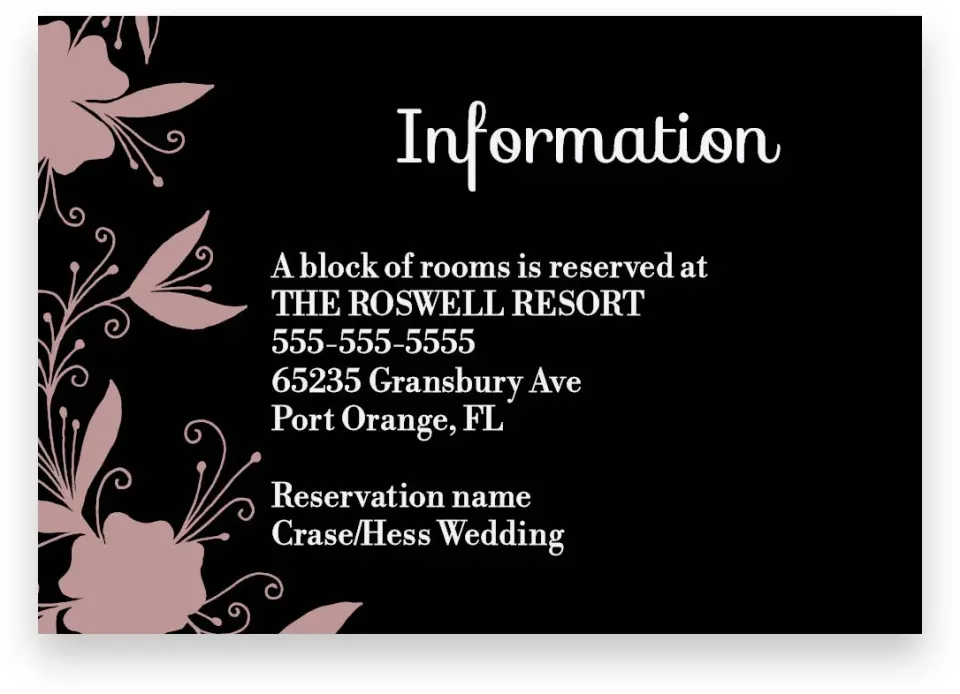 This is a 5" x 3½" Wedding Invitation Enclosure Card called Whimsy Wonderland printed in full color on Premium Smooth paper