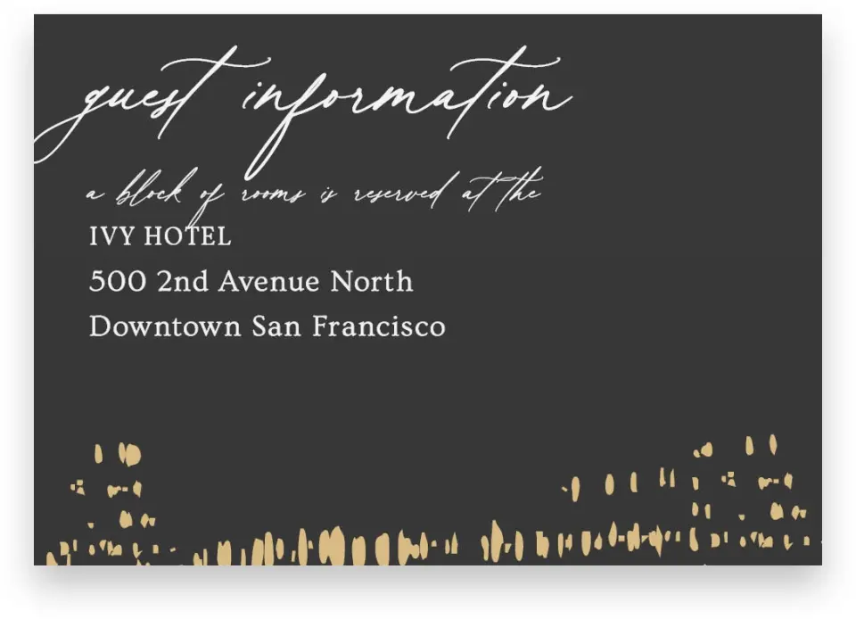 This is a 5" x 3½" Wedding Invitation Enclosure Card called Cascading Flecks printed in full color on Premium Smooth paper